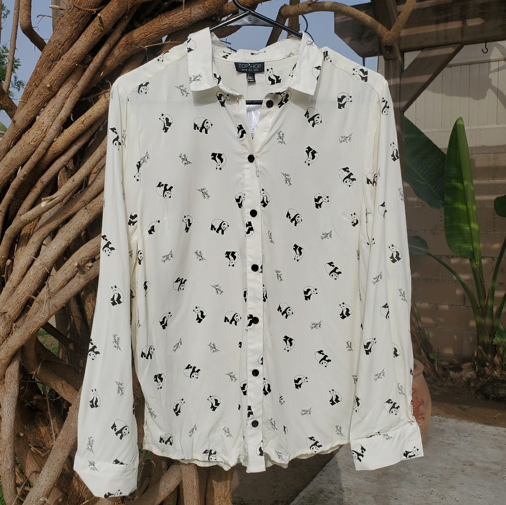 Top Shop Panda Button Down Blouse